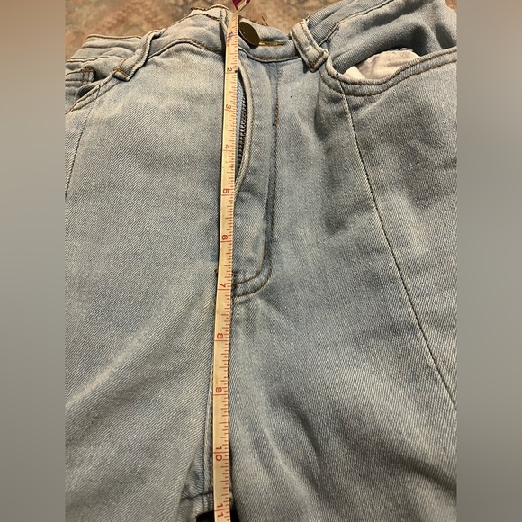 High waist wide leg flare denim jeans pants Raw Hem Valija light boho retro 90s - Picture 9 of 11